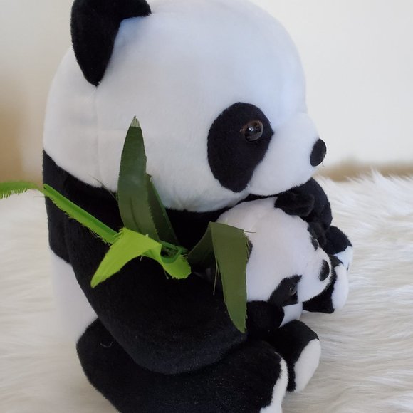 MAMA PANDA BEAR AND BABY - STUFFED PLUSH ANIMALS - Picture 2 of 4